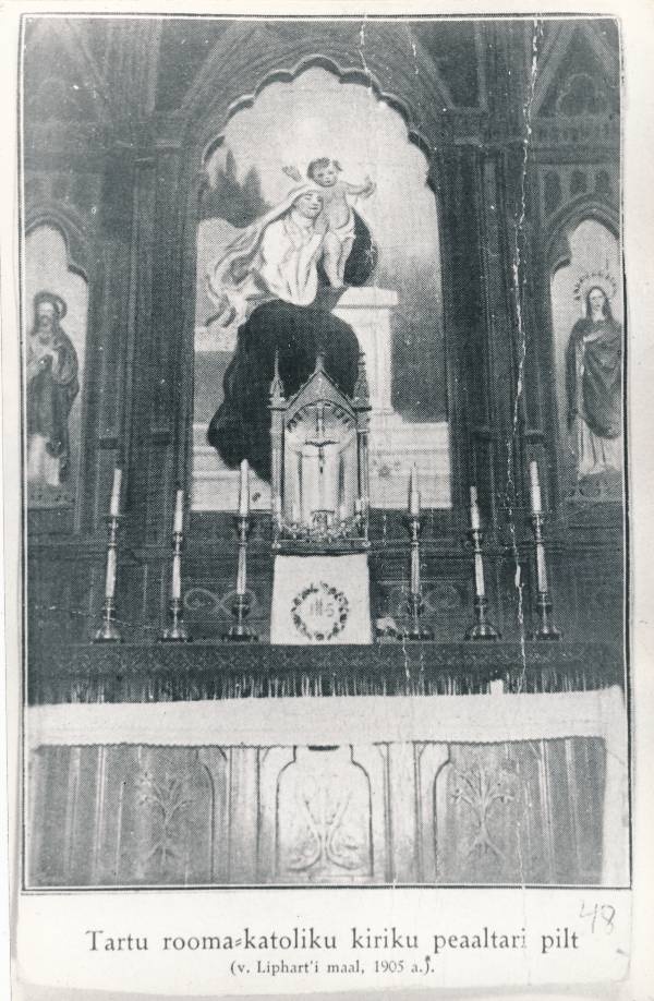 Tartu kirikutes leiduvad kultusesemed. Altarimaal Katoliku kirikus, Veski (Burdenko) tn 1. 1976.a.