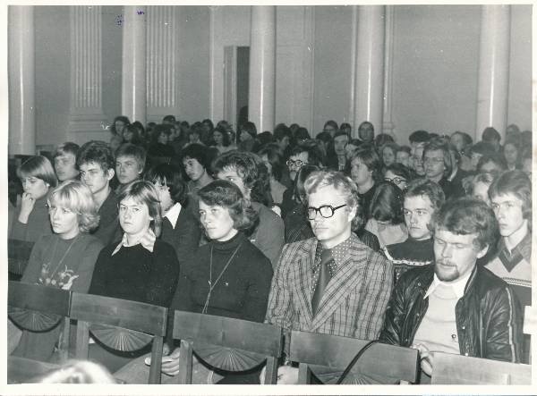 Ülikooli I komsomoli ajaloo konverentsi avamine TÜ aulas 1977a.