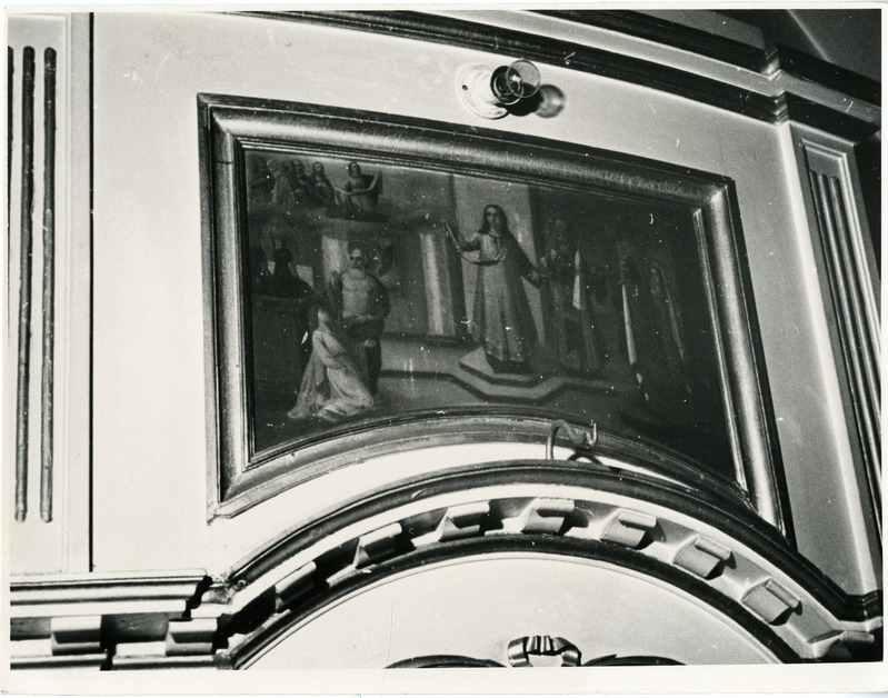 Kuressaare EAÕK Püha Nikolai kirik: väikese altari tagaseina ikoon Neitsi maria kaitsmise kuulutus Andreasele