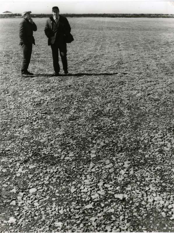 Põllumajandusvalitsuse tehnika järelevalve peainspektor Enn Pantalon ja Lümanda sovhoosi agronoom põllul