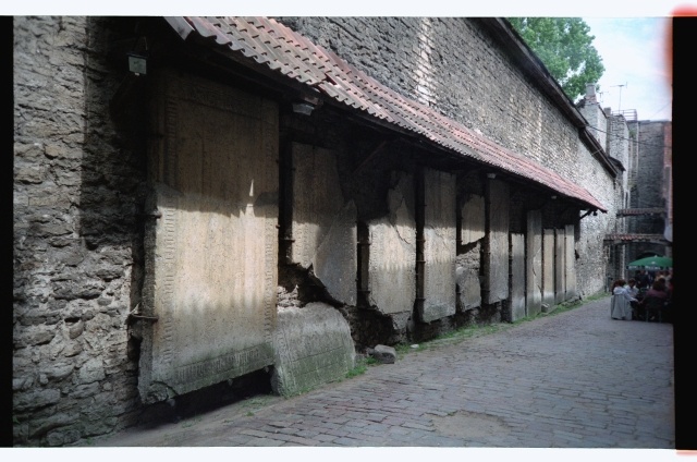 Stone shades on the wall of Katariina in the Old Town of Tallinn