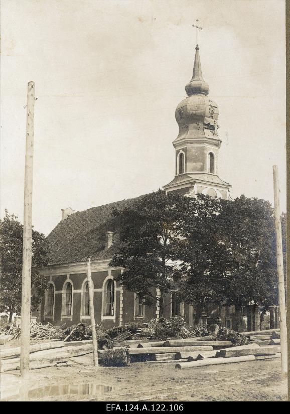 Lahingute käigus kahjustatud Kekkau (Kekava) Püha Anna kirik [1916].