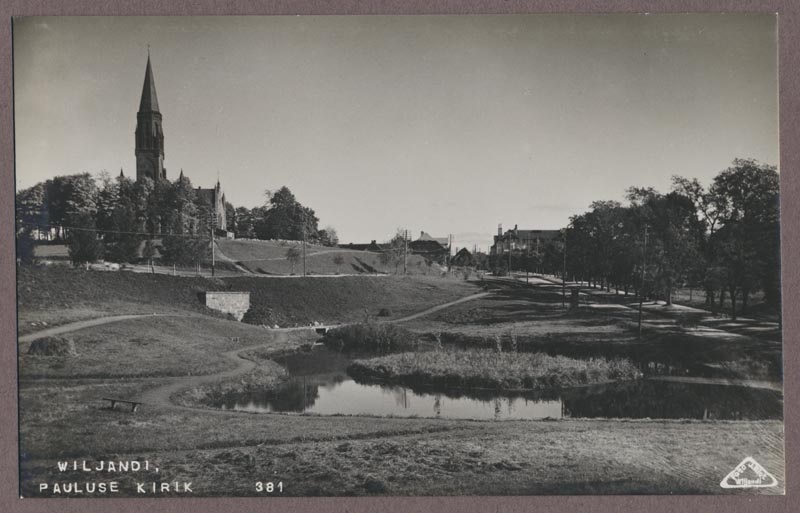 Photo, Viljandi, Valuoja org, tiik, Vaksali tn, Pauluse church, approx. 1930