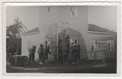 Firefighting and gas protection maneuver at the hypodroom in 1937.  similar photo