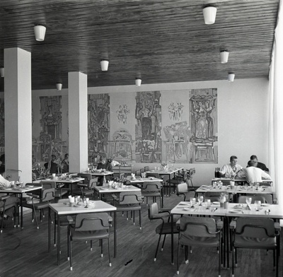 Tartu kaubamaja, restoran Tarvas. Interjöör, seinal sgrafiito, autor Elmar Kits  similar photo