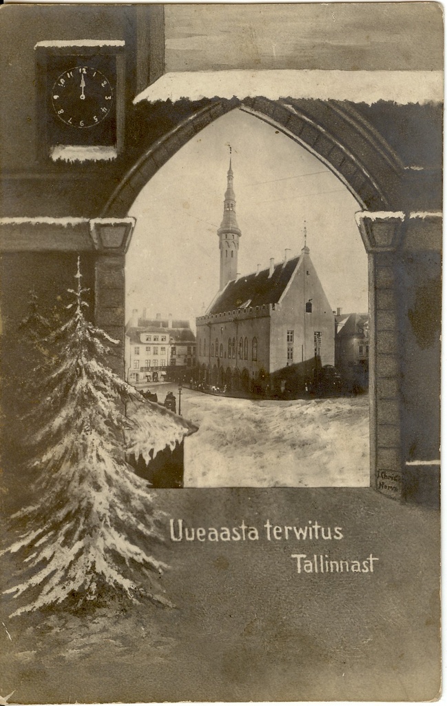 postkaart, Tallinna Raekoda, saadetud Mündi mõisa 1912.a.