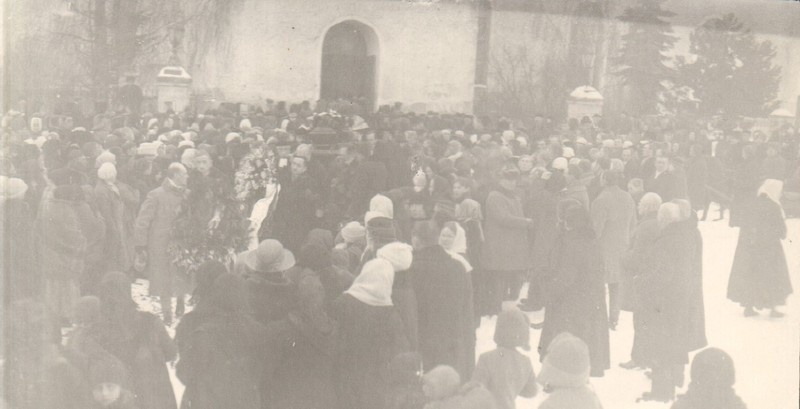 klaasnegatiiv, Paide-Anna koguduse õpetaja K. Ralli matused Paides 1924.a.