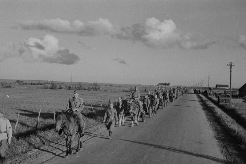 8. Eesti Laskurkorpus. 23. Suurtükiväepolgu võitlejad rännakul (1945)