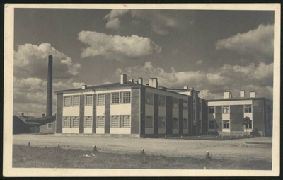 Postcard, Võhma Exporttapamaja, left boiler with high staircase  duplicate photo