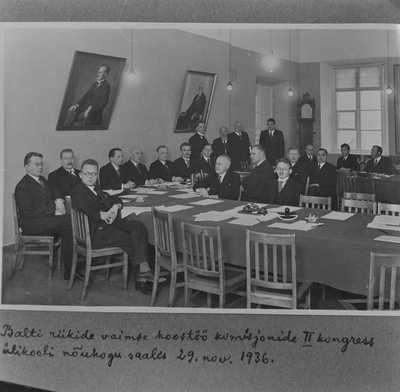 Balti riikide vaimse koostöö komisjonide II kongress ülikooli nõukogu saalis 29.11.1936  duplicate photo