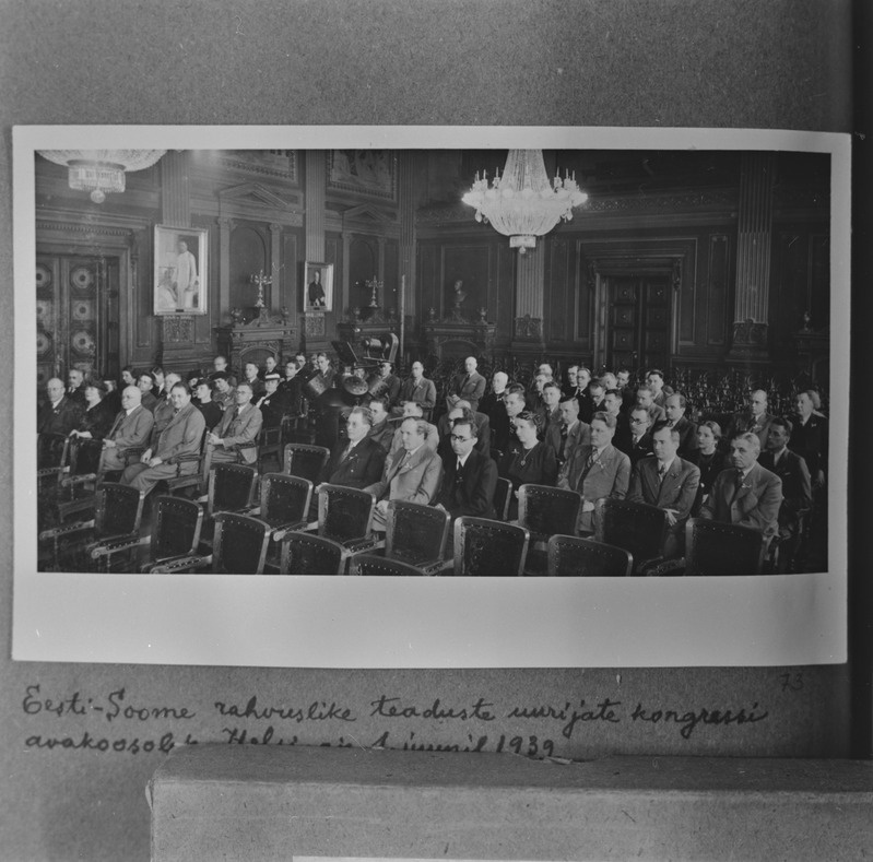 Eesti-Soome rahvuslike teaduste uurijate kongressi avakoosolek Helsingis 1. juunil 1939