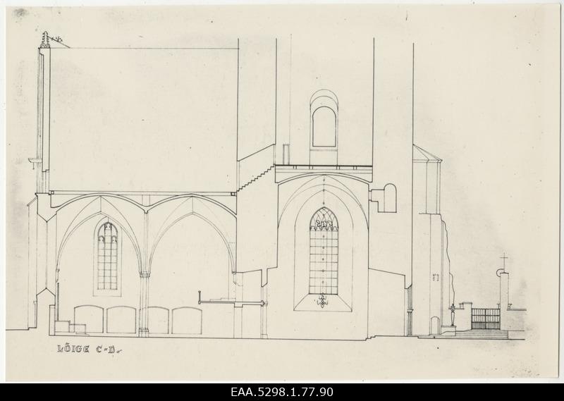 Arvatavasti ühe kiriku ristlõike joonis, fotokoopia