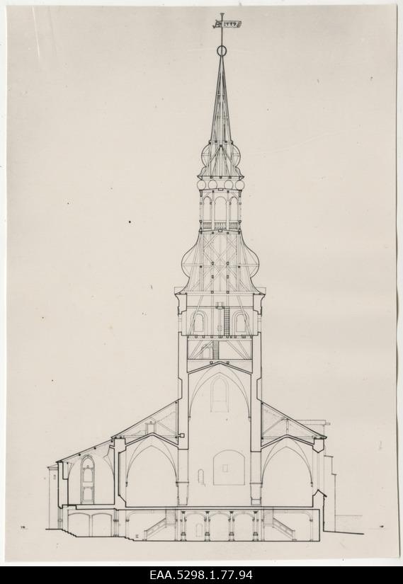 Arvatavasti Tallinna Toomkiriku ristlõike joonis, fotokoopia