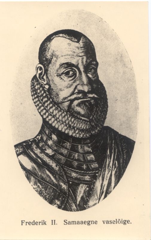 Foto. Frederik II, Taani kuningas 1559 - 1588. Rinnaportree ovaalis. Vaselõike fotokoopia.