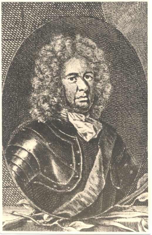 Foto. Bauer, Felix Rudolf, Vene ratsaväe kindral, 1710. a. vallutas Haapsalu, Pärnu. Fotokoopia rinnaportreest.