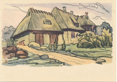 Postkaart. A. Laikmaa majamuuseum Taeblas. Hoone tagakülg pargi poolt.  duplicate photo