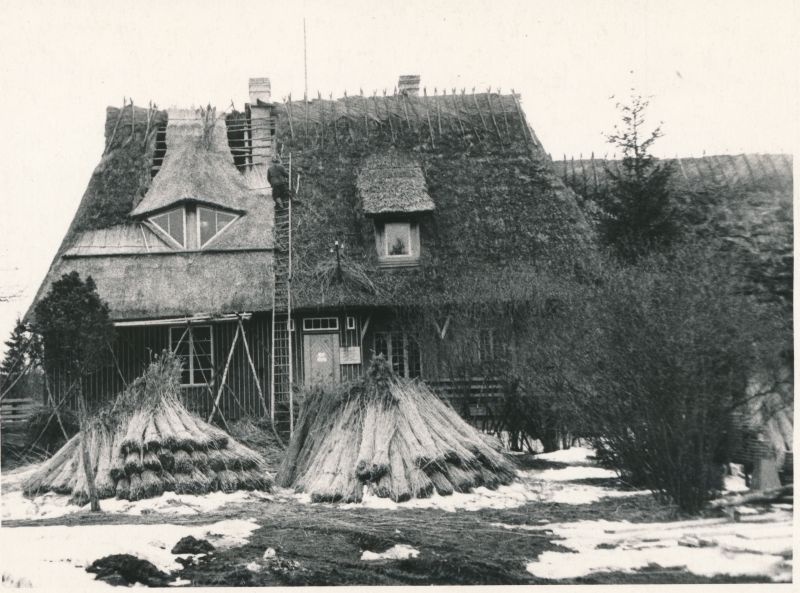 Foto. A.Laikmaa majamuuseum Taeblas. Eluhoone katuse restaureerimine 1966. a. kevadel. Foto: R.Kalk