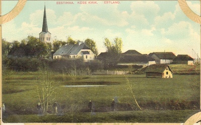 värviline postkaart, Kose kirik 20.saj. alguses  duplicate photo