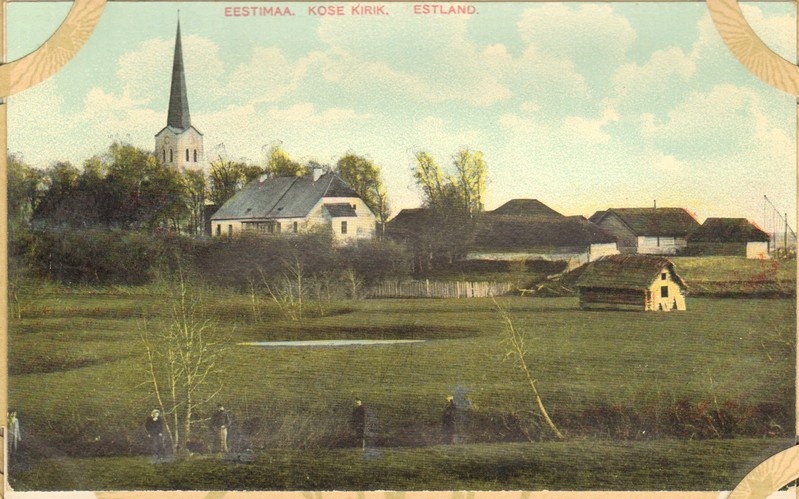 värviline postkaart, Kose kirik 20.saj. alguses