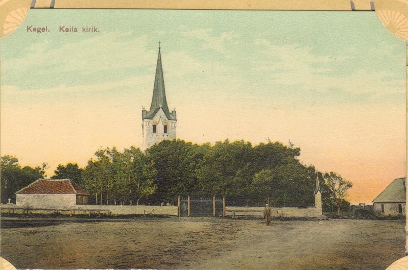 värviline postkaart, Keila kirik 20.saj. alguses