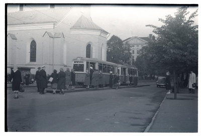 Tallinn, tram stop at the Winning Square.  similar photo