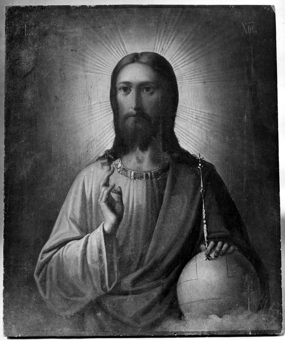 Kuriste õigeusukiriku ikoon Kristus Kõigevalitseja (õli, puu, 19.saj.lõpp)