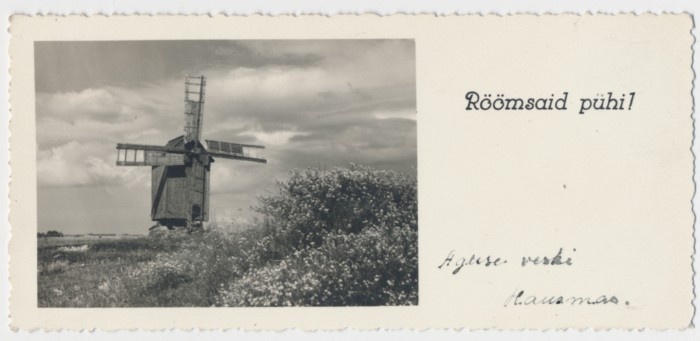 Fotopostkaart. Aguse ehk Hausma k Kellu t veski