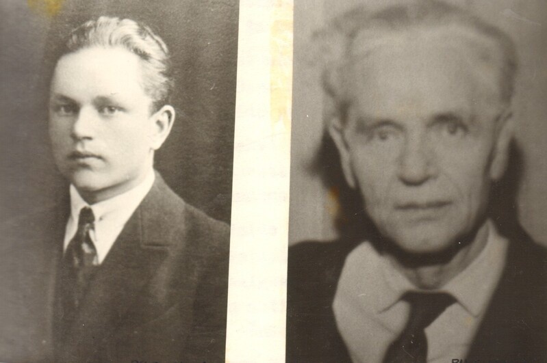 2 fotot, Paide Ühisgümnaasiumi vilistlane Juhan Siidam 1927. ja 1970.a.