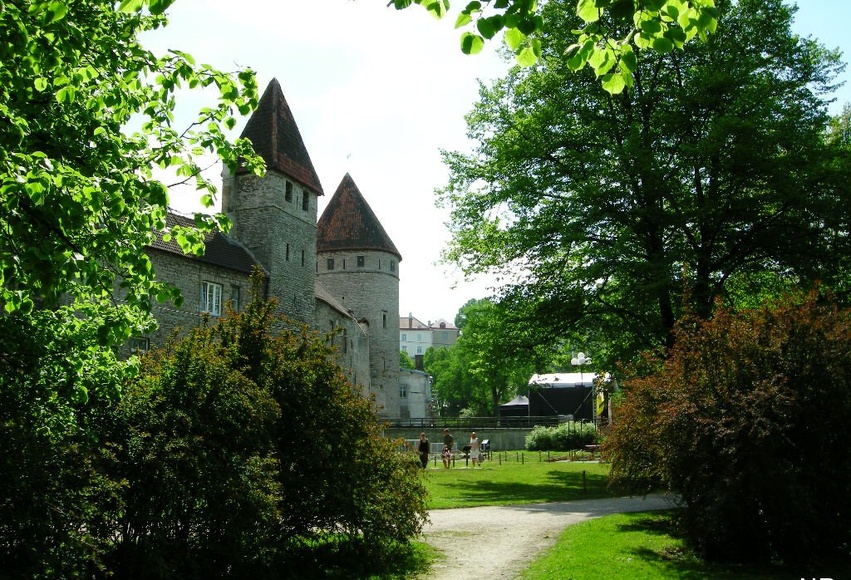 Tallinn, hobuvankrid ja auto ületamas trammiteed. rephoto