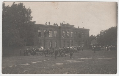 Fire exploration in the Russian market, water spraying up in 1921.  similar photo