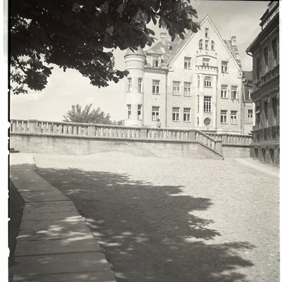 Tartu, view of the building with towers in the corner of the Raekoja square.  similar photo