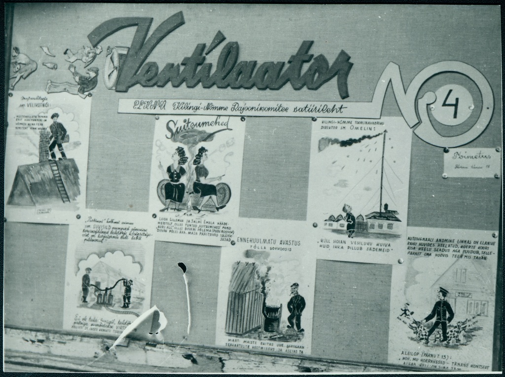 Tuletõrjealane agitatsioonireid spetsiaalse agitatsioonibussiga: Kilingi-Nõmme tuletõrjeteemaline seinalehe number, 1958.a.