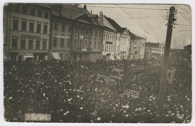 Population gathering on May 1 in Tartu, Raekoja Square.  similar photo