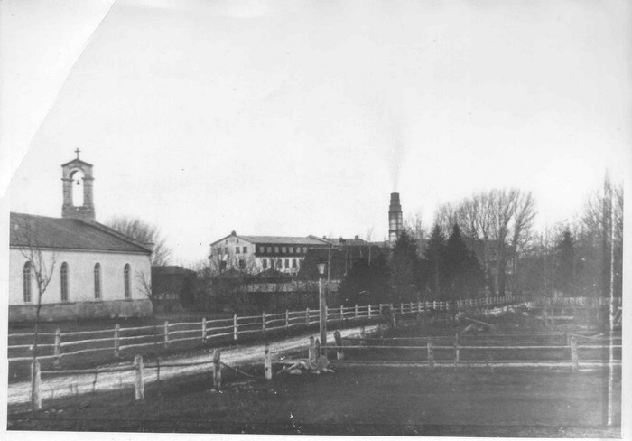 View Posti Street in Kärdla. On the left church, away from the cemetery factory