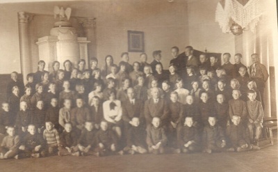 grupifoto, Kirna Algkooli õpilased klassijuhataja Ed. Praksiga 1930-ndatel a.  duplicate photo