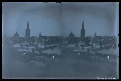 Tallinn. Vaade kirjastuse aknast Niguliste kiriku suunas (öövõte)  duplicate photo