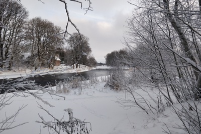 Vihtra Lina and Villaketramise factory on the river Pärnu. rephoto