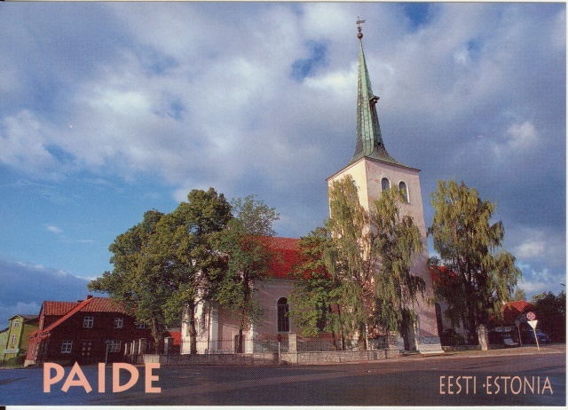 värviline fotopostkaart vaade Paide kirikule 1994