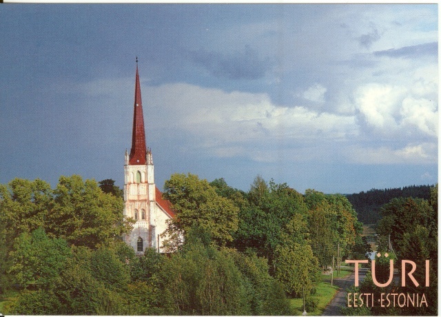 värviline fotopostkaart vaade Türi kirikule 1994