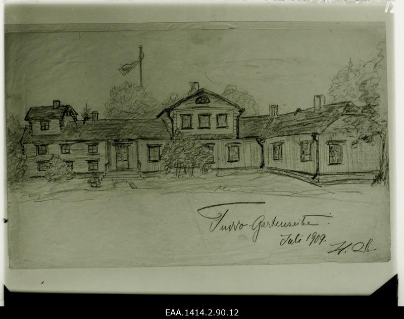 Tudu mõisa peahoone, klaasnegatiiv joonistusest (1909)