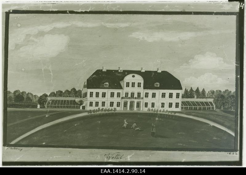 Vatla mõisa peahoone, klaasnegatiiv F. Wilbergi maalist (1838)