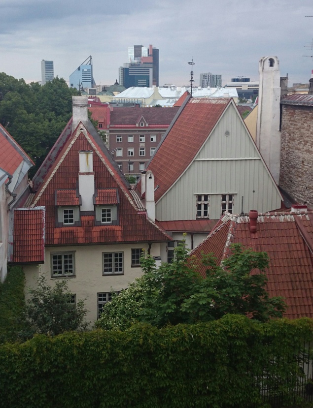 Tallinn, vaade Toompealt Rüütli tänava majadele, talvel. rephoto