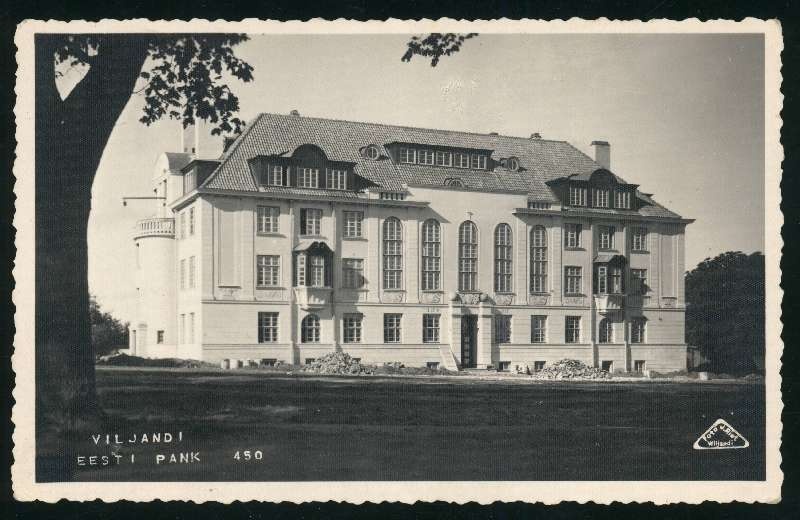 Postcard, Facade of the building of Viljandi Department of Eesti Pank