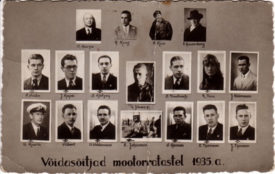 Eesti mootorratturite portreed postkaardil  duplicate photo