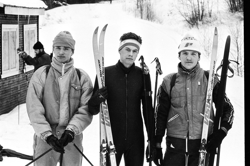 Laskesuusatajad Kristjan Oja, Olaf Mihelson ja Heiti Jõõger