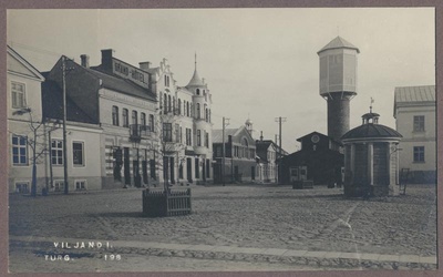 Photo, Viljandi, marketplace, Grand Hotel, water tower, approx. 1915  duplicate photo