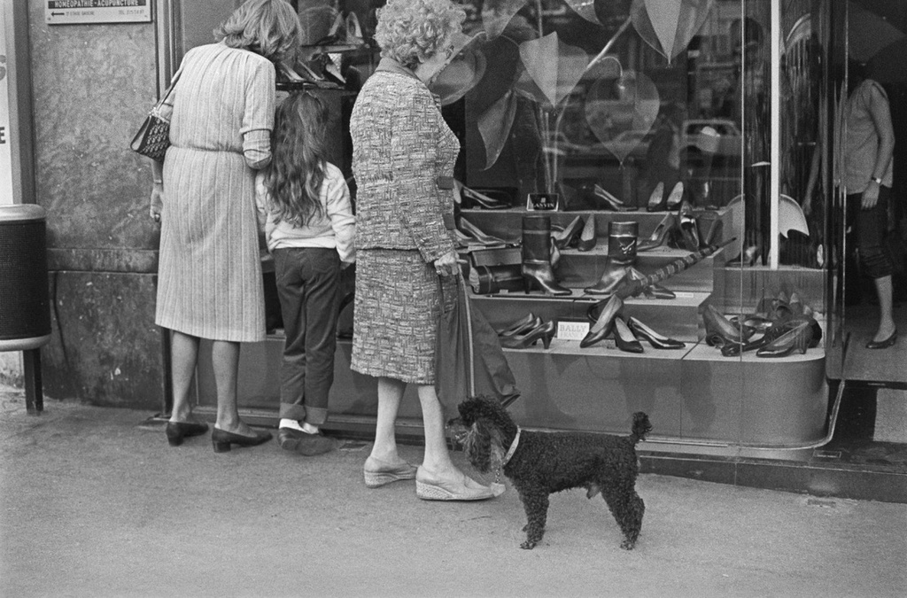 People and dogs in Paris, France, in autumn 1982.; Ihmisiä ja koiria Pariisissa syksyllä 1982.