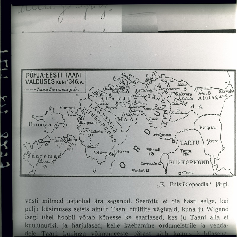 Maakaart Põhja-Eesti Taani valduses 1346. a.-ni