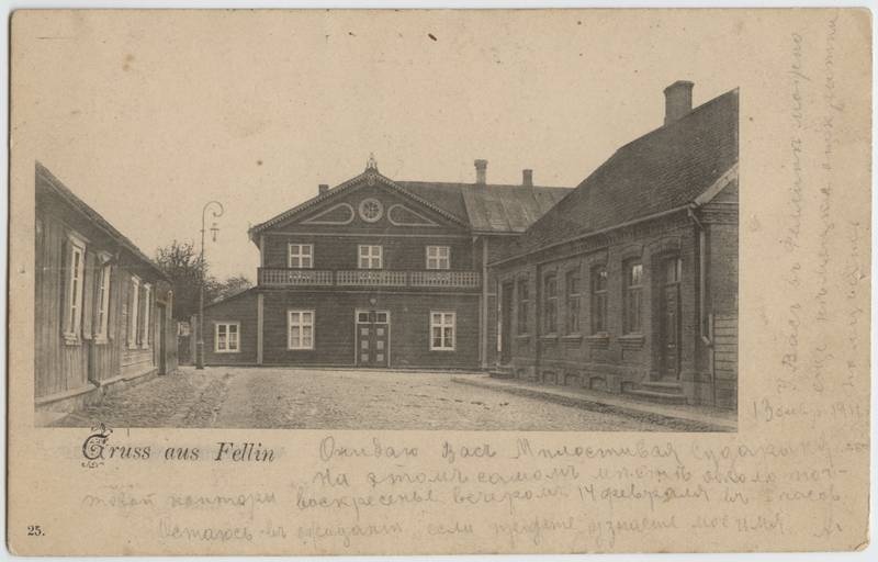 Postcard, Post and Eha crossroads, German craftsmen's company house