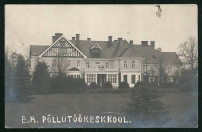 Postcard, Olustvere Estonian Aleksandri Põllutöökeskkool, main building  duplicate photo